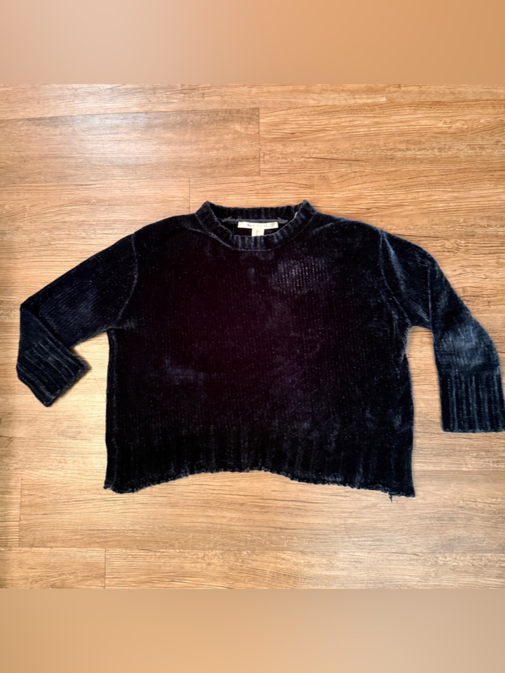 Max Studio Jewel Tone Blue Plush Chenille Crew Sweater